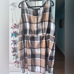 SHEIN Curve Plaid Pinafore Dress preppy plaid Plus Size Soft Zipup Jumper Style